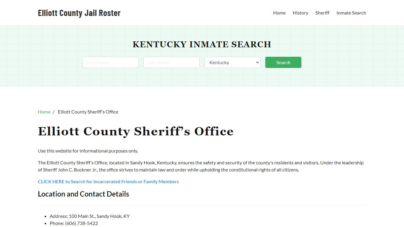 Elliott County Sheriff Office, KY, Arrest Warrants Search