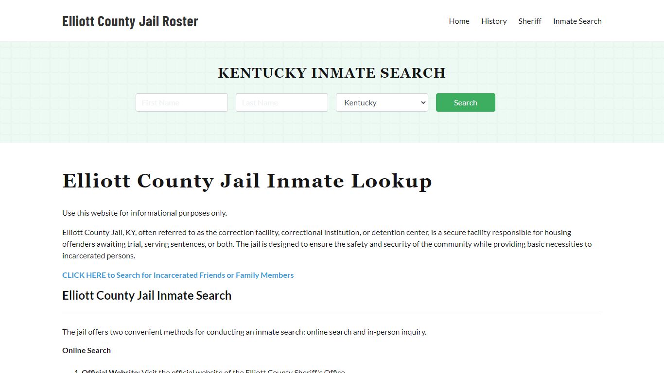 Elliott County Jail Roster Lookup, KY, Inmate Search