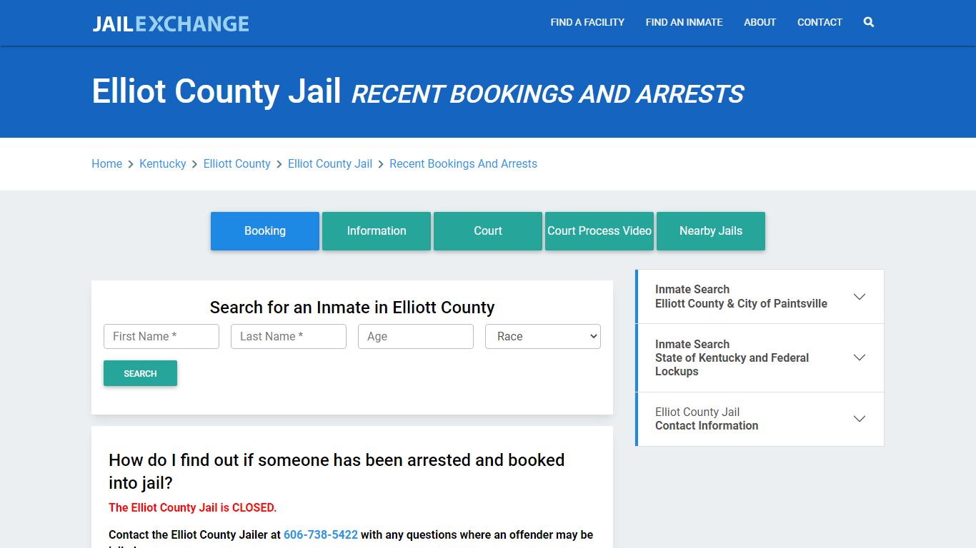 Elliot County Jail Recent Bookings And Arrests - Jail Exchange