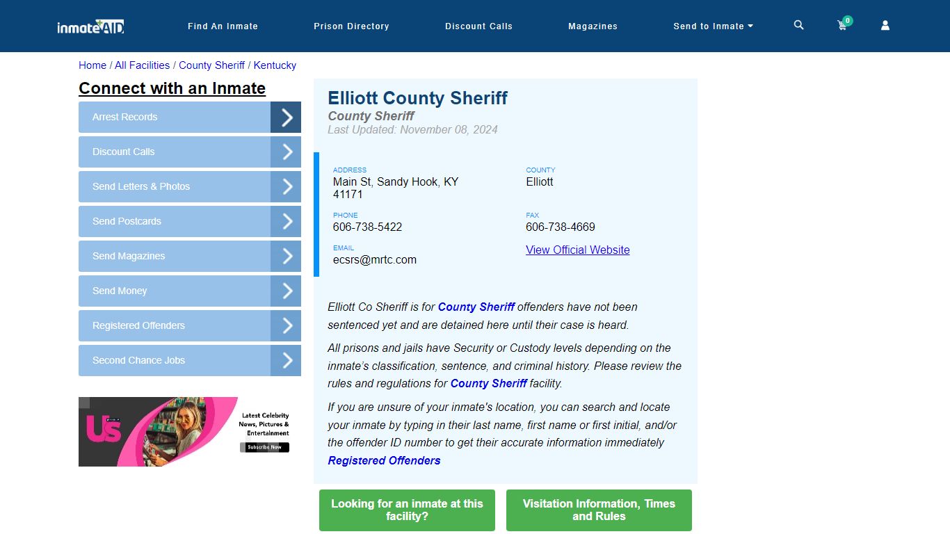 Elliott County Sheriff - Arrests Warrants - InmateAid