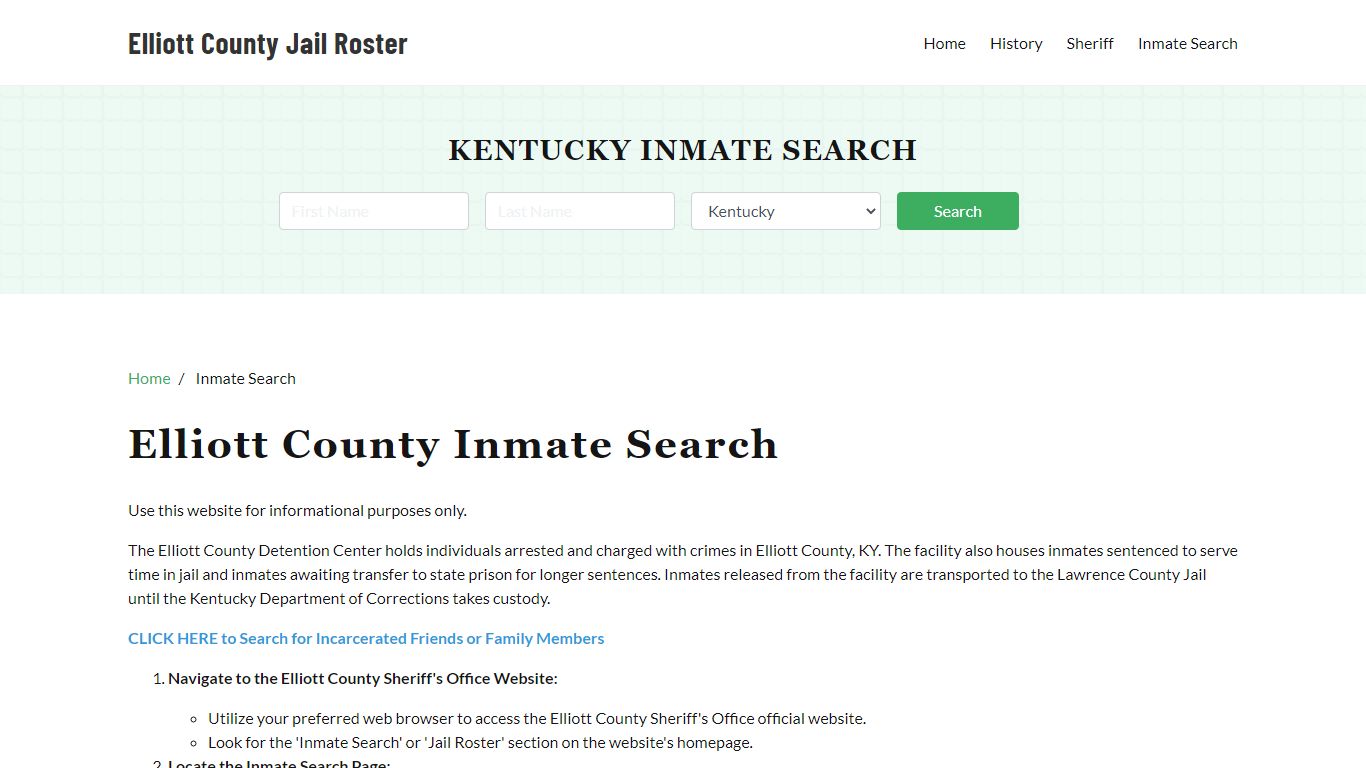 Elliott County, KY Detainee Lookup